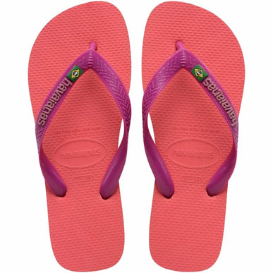 Havaianas Brazil Logo Coral Pink Flip Flop Sandal Women sizes 35-36-41-42