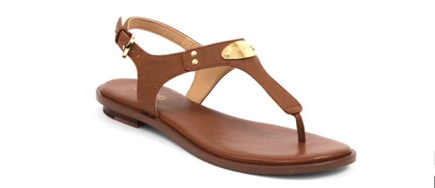 Michael Kors MK Plate Luggage 18K Gold Buckle Leather Sandal Women's sizes 5-11!