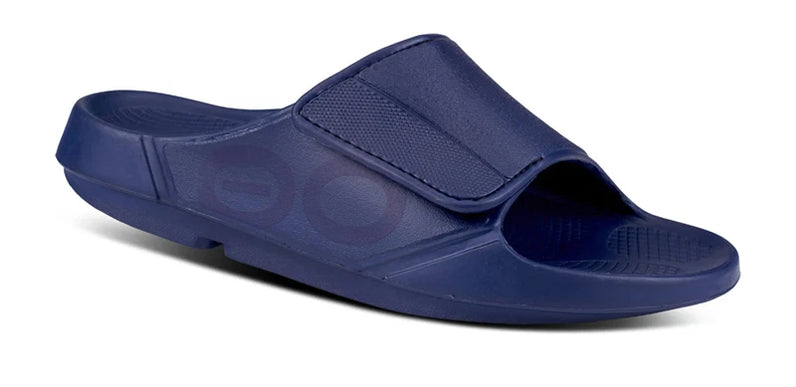 OOFOS OOahh Sport Flex Sandal Slide Navy Mens and Womens Sizes M4/W6-M13/W15