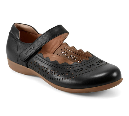 Earth Brady Black Round Toe Adjustable Strap Casual Flat Womens sizes 6-10 NEW M