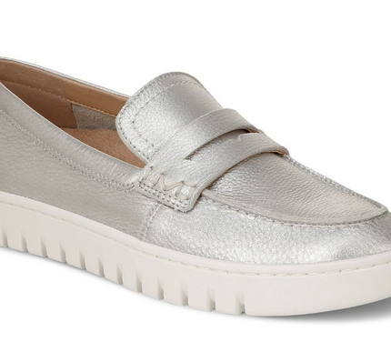 Vionic Uptown Silver Metallic Leather Slip-on Loafer Women's sizes 5-11/NEW MED