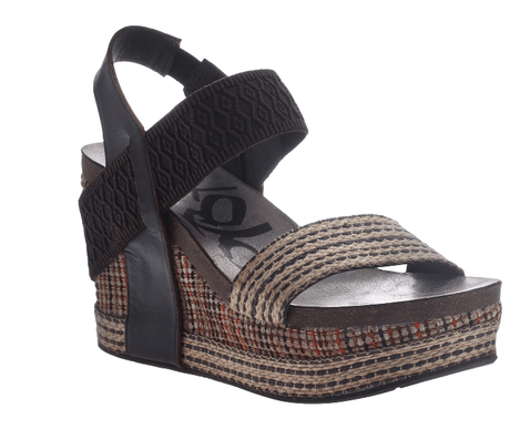 OTBT Bushnell Dark Brown Fabric Wedge Sandal Women US sizes 5.5-10 NEW!!!