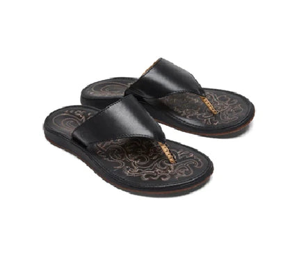 Women's Olukai Paniolo Lipi Black Flip Flop Sandal US Size 6 NIB