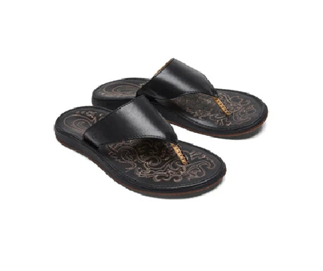 Women's Olukai Paniolo Lipi Black Flip Flop Sandal US Size 6 NIB