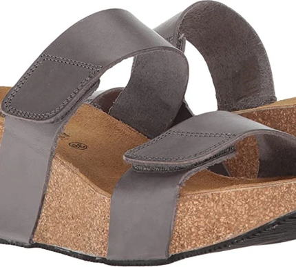 Eric Michael Lily Grey 2-Strap Cork Wedge Heel Sandal EU sizes 35-42/5-12/NEW!!