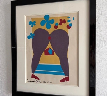 Romero Britto Original Painting Vintage Collage 1987 Signed  18"x12"