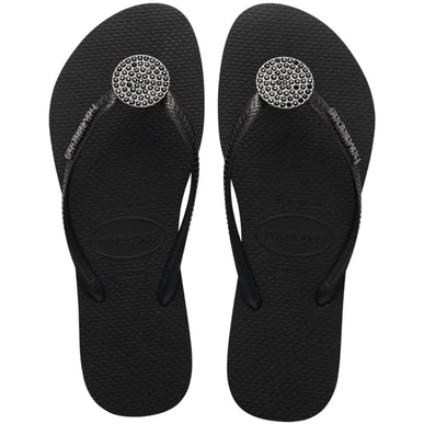 Havaianas Slim Crystal Glow Black Flip Flop Sandal Women sizes 35/36-41/42 NEW