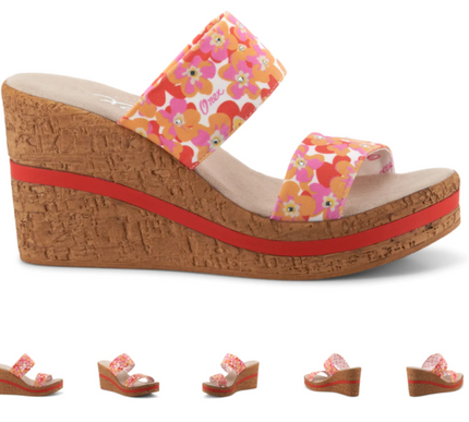 Onex Anastasia Pink Floral Wedge Sandal Women's sizes 5-11/NEW!!!