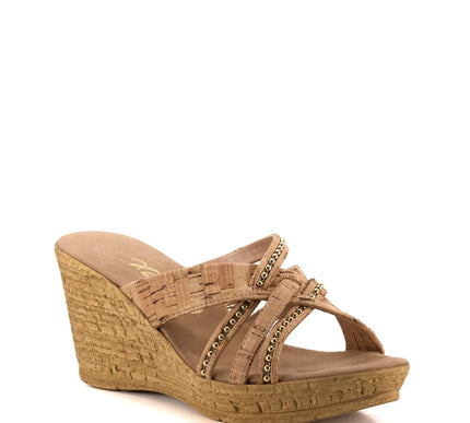 Onex Elaine Cork Cross Strap Wedge Sandal Womens sizes 5-11 NEW