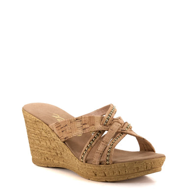 Onex Elaine Cork Cross Strap Wedge Sandal Womens sizes 5-11 NEW