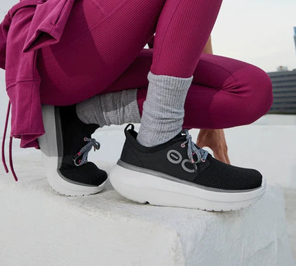 OOFOS OOmy Stride White Black Shoes Sneakers Womens Sizes W6-W11 NEW