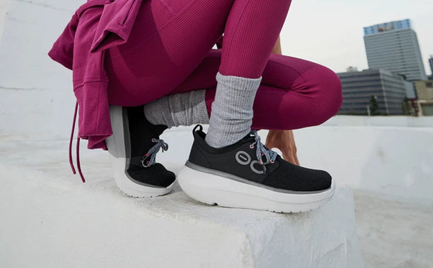 OOFOS OOmy Stride White Black Shoes Sneakers Womens Sizes W6-W11 NEW