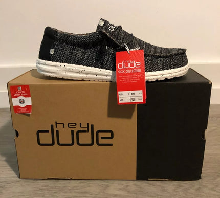 Hey Dude Wally Sox Black White Sneaker Shoe Men's Sizes US 7-15/NEW!!!!