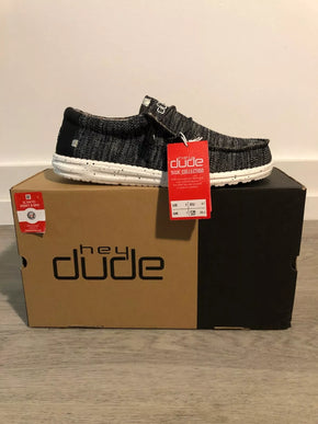 Hey Dude Wally Sox Black White Sneaker Shoe Men's Sizes US 7-15/NEW!!!!
