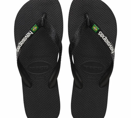 Havaianas Brazil Logo Black Flip Flop Sandal Women sizes 35-36-41-42