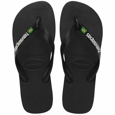 Havaianas Brazil Logo Black Flip Flop Sandal Women sizes 35-36-41-42