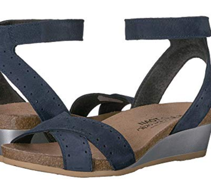 Naot Wand Navy Velvet Glass Brown Wedge Sandal Women's sizes 36-42 NEW!!!