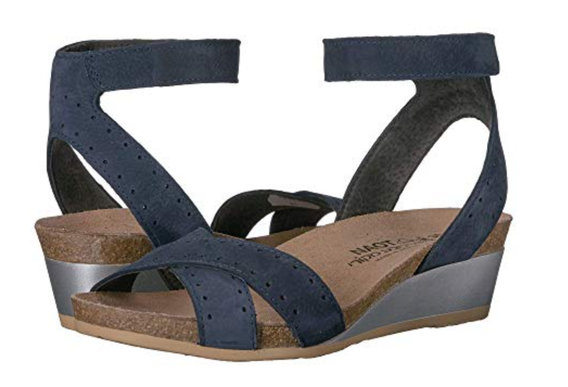 Naot Wand Navy Velvet Glass Brown Wedge Sandal Women's sizes 36-42 NEW!!!