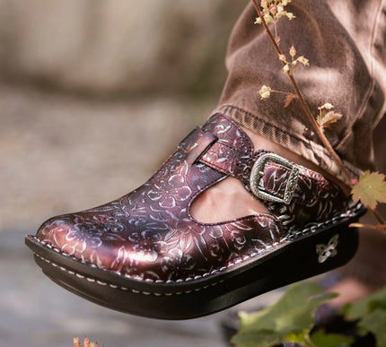 Alegria Classic Floral Embossed Rosewood Shoe Clog Womens sizes 36-40 NEW