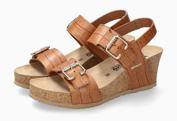 Mephisto Lissandra Hazelnut Croc Wedge Comfort Sandal Women's sizes 36-42 NEW!!!