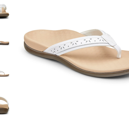 Vionic Tide Casandra White Leather Sandal Flip Flop Women's US sizes 5-12 NEW!!