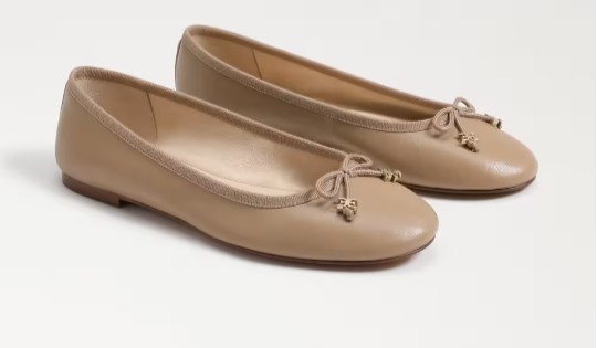 Sam Edelman Felicia Luxe Soft Beige Leather Ballet Flat Women sizes 6-10/NEW!!!