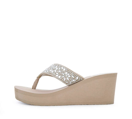 Yellow Box Enola Taupe Wedge Toe Post Sandal Women's sizes 6-10/NEW!