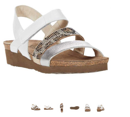 Naot Krista White Pearl Silver Cheetah Sandal Women's US sizes 5-11/36-42 NEW!!!