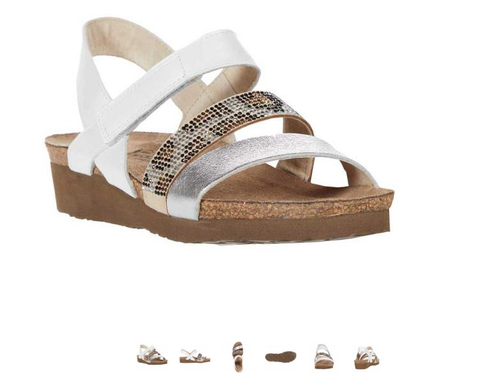 Naot Krista White Pearl Silver Cheetah Sandal Women's US sizes 5-11/36-42 NEW!!!