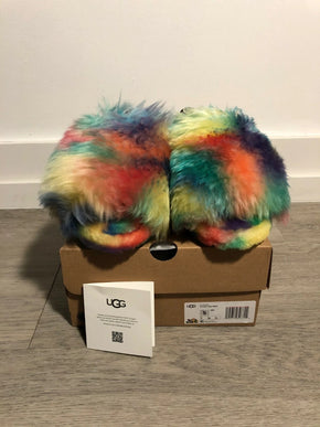UGG Fluff Yeah Pride Rainbow Slide Slipper Sandal Women's US sizes 5-13-NEW