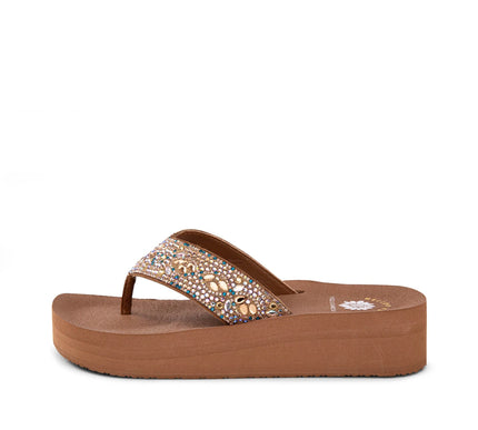 Yellow Box Brigid Tan Multi Flatform Toe Post Sandal Women's sizes 6-10/NEW!