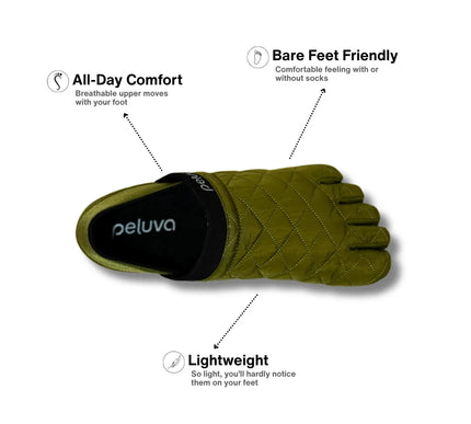 Peluva Zen Active Slip-On Ivy Green/White Barefoot Toe Shoes Mens US Sizes 8-14