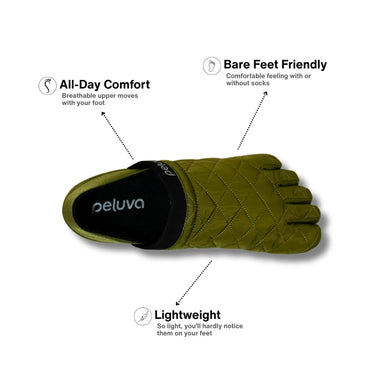 Peluva Zen Active Slip-On Ivy Green/White Barefoot Toe Shoes Mens US Sizes 8-14