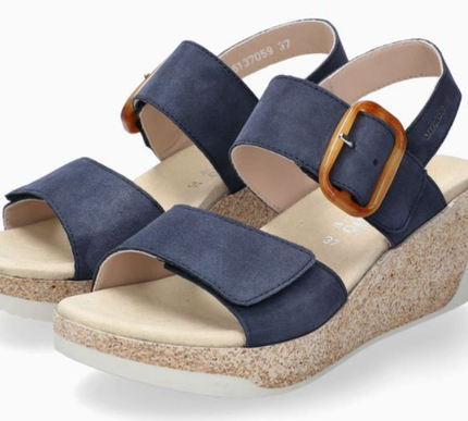 Mephisto Giulia Jeans Blue Strappy Wedge Sandal Women's Sizes EU 35-40 NEW!!!