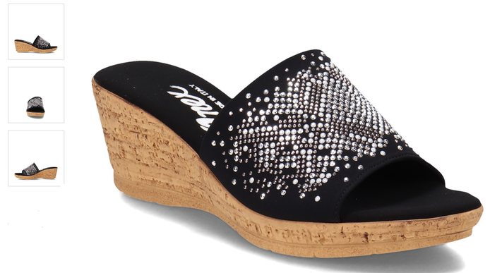 Onex Joline Black/Silver Studded Slide Wedge Sandal Women's US sizes 5-11/NEW!!!