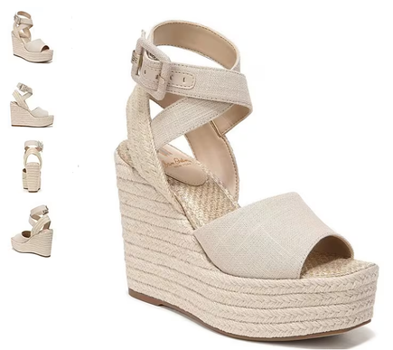 Sam Edelman Vada Natural Linen Espadrille Wedge Women's  sizes 6-10/ NEW!!!