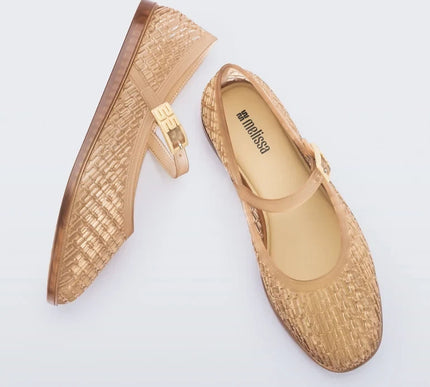 Melissa Possession Harper Ballerina Flat in Clear Beige Womens US sizes 6-10