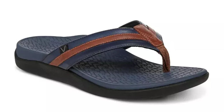Vionic Tide II Navy/Brown Comfort Sandal Flip Flop Men's US sizes 7-14 NEW!!!