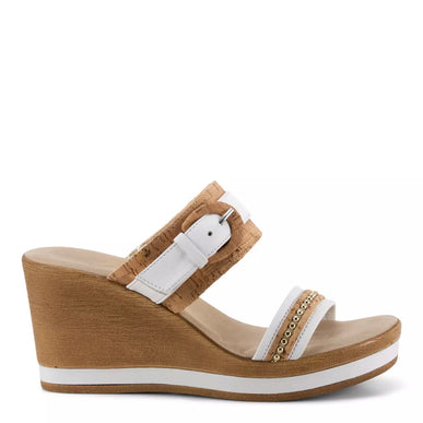 Onex Ronnie White Leather 2 Band Wedge Sandal Women's sizes 5-11/NEW!!!
