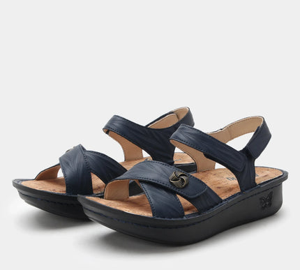 Alegria Kelsi Fondly Navy Leather Strappy Sandal Women sizes EU 36-41 NEW