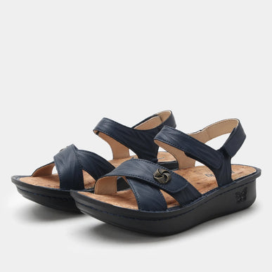 Alegria Kelsi Fondly Navy Leather Strappy Sandal Women sizes EU 36-41 NEW