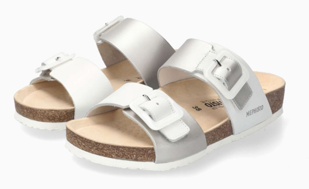 Mephisto Madison Silver Slide Sandal Women's sizes 35-42 NEW!!!