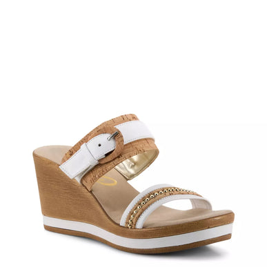 Onex Ronnie White Leather 2 Band Wedge Sandal Women's sizes 5-11/NEW!!!