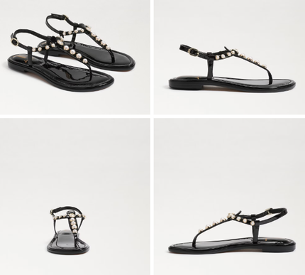 Sam Edelman Gigi Pearl Black Patent Ankle Strap Sandal Womens US sizes 6-10/NIB
