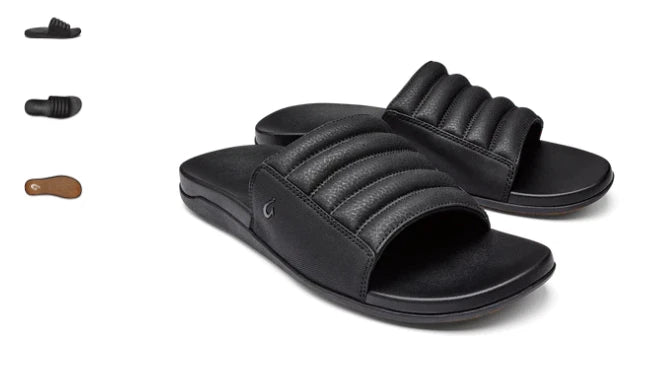 Men's Olukai Maha 'Olu Recovery Slide Black US Size 8,9,12 NEW!!!