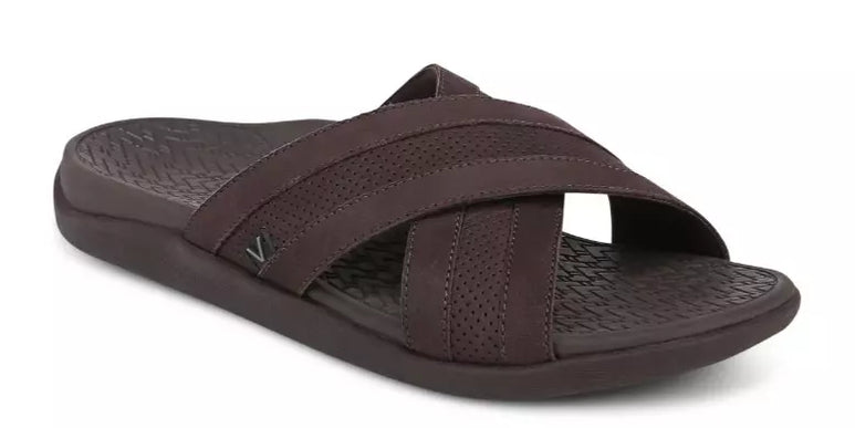 Vionic Tide Slide Chocolate Comfort Sandal Cross Slide Men's US sizes 7-14 NEW!!