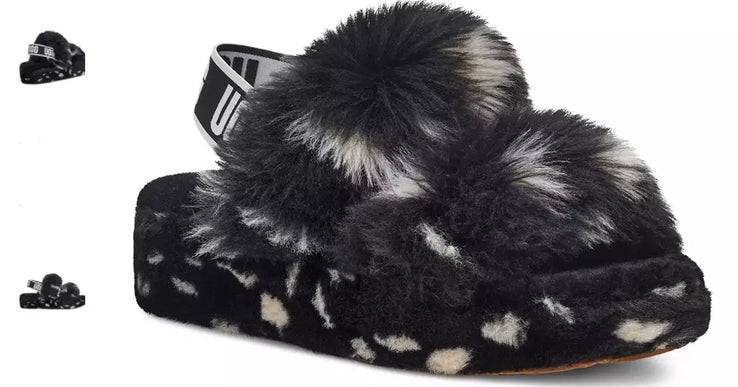 UGG Oh Yeah Spots Black Shearling Slipper Women's US sizes 5-12/NEW!!