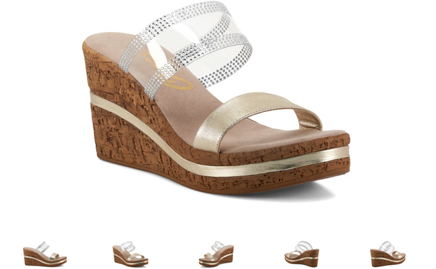 Onex Vanish Platinum Leather/Lucite Wedge Sandal Women's sizes 5-11/NEW!!!