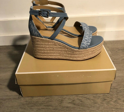 Michael Kors Serena Chambray Denim Espadrille Thong Wedge Women's sizes 5-11/NEW