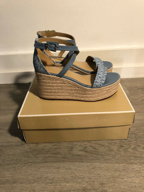 Michael Kors Serena Chambray Denim Espadrille Thong Wedge Women's sizes 5-11/NEW